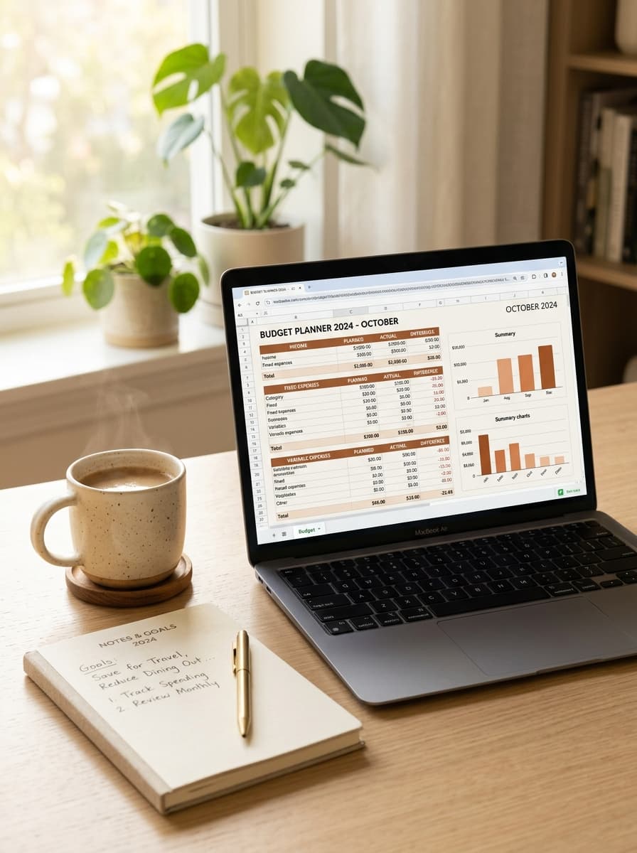 Modern aesthetic budget spreadsheet template