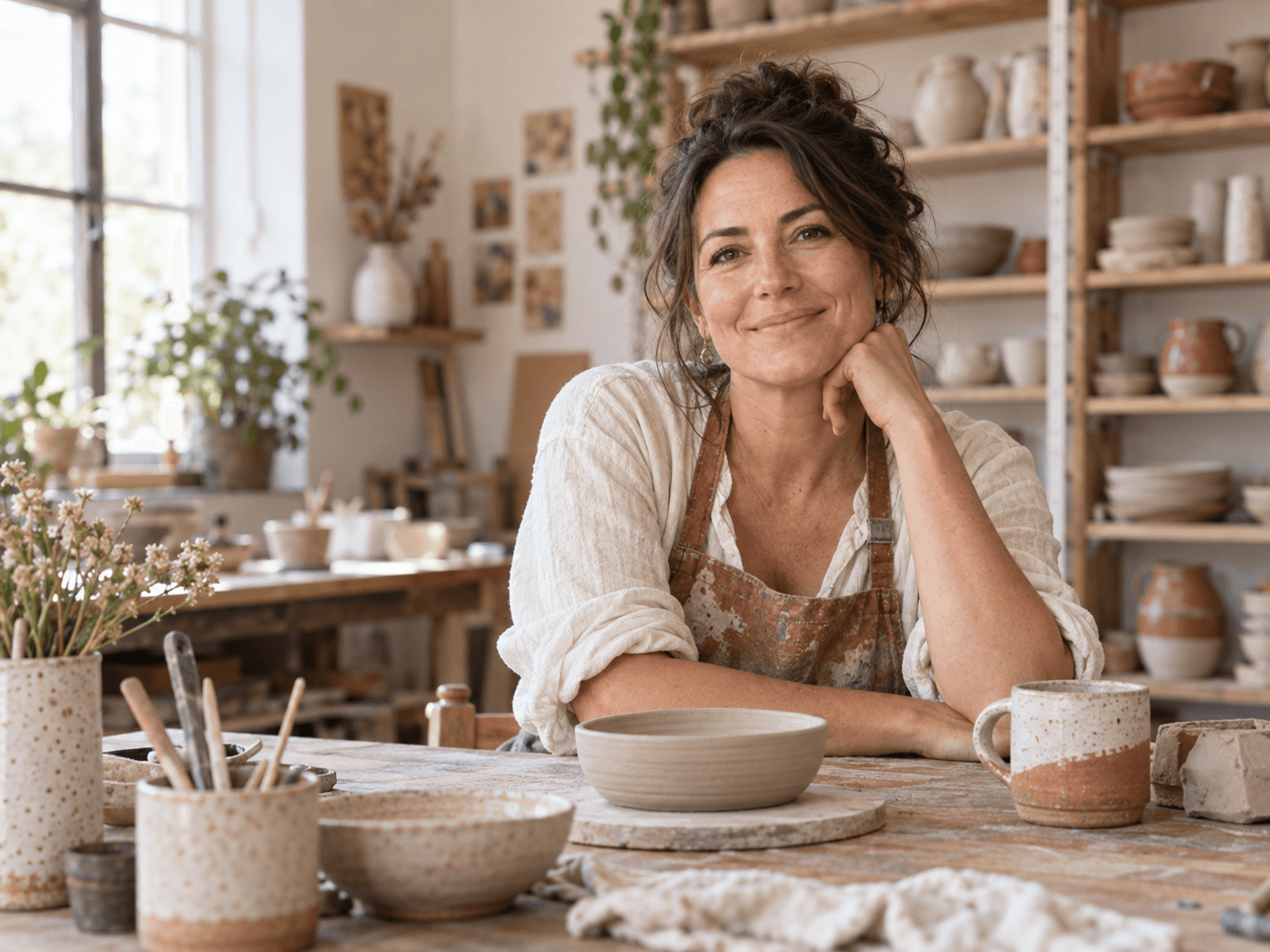 The Maker, working in a ceramics studio