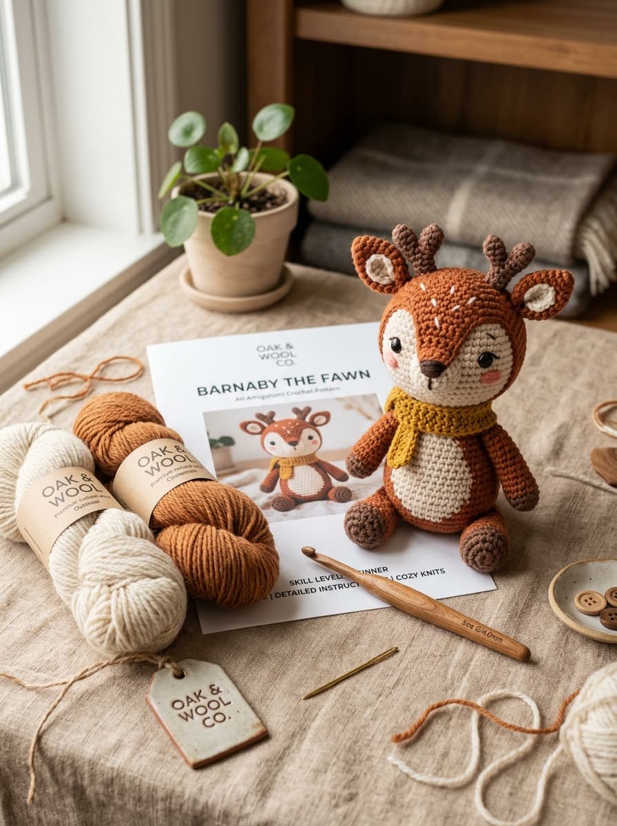 Handmade amigurumi crochet pattern with yarn