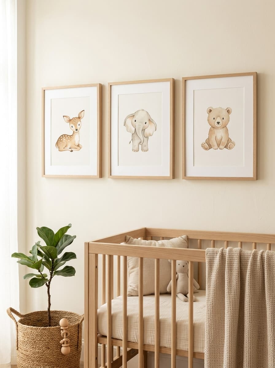 Watercolor baby animal nursery art set